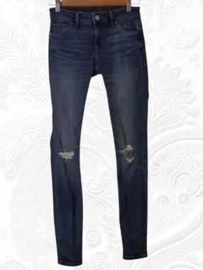 White House Black Market Jeans Women's Size 00 Blue Skinny Jeans Covered Rips